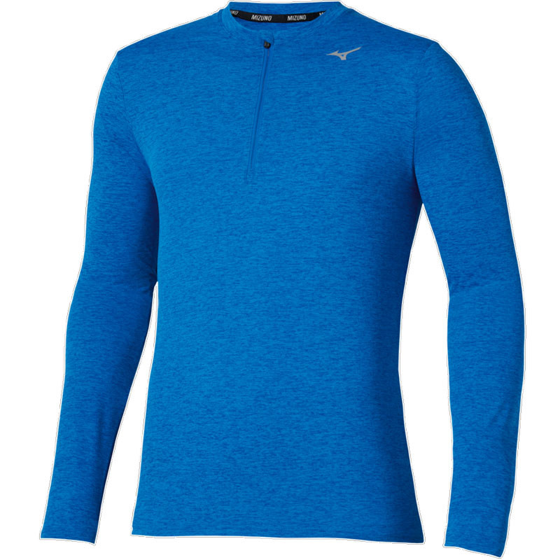 Tee-shirt manches longues 1/2 zip Mizuno Core Impulse bleu royal