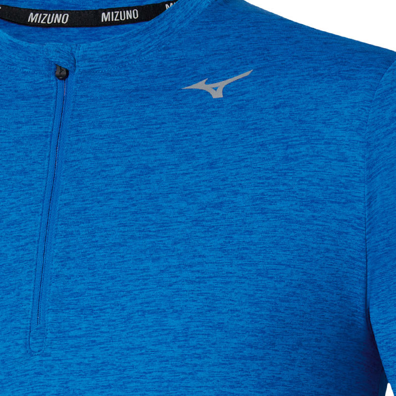 Tee-shirt manches longues 1/2 zip Mizuno Core Impulse bleu royal