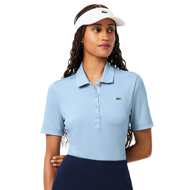 Polo tennis femme Lacoste Sleeved Ribbed bleu ciel