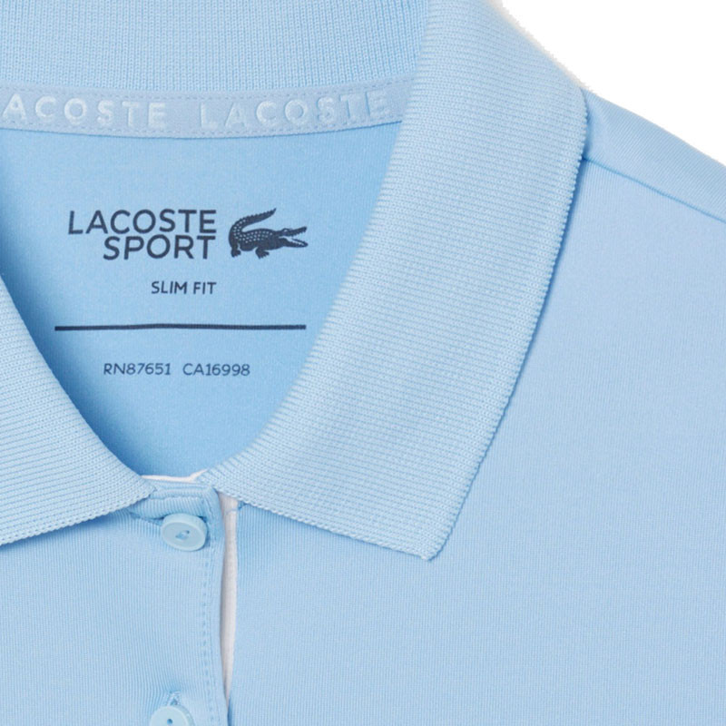 Polo tennis femme Lacoste Sleeved Ribbed bleu ciel