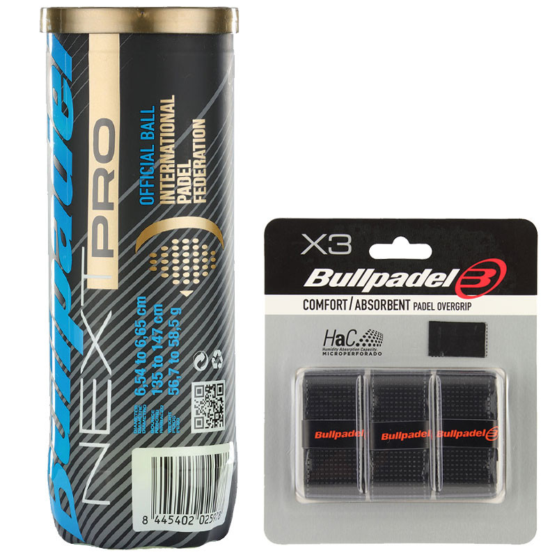Pack Bullpadel Vertex 04W avec raquette, sac à dos, balles et surgrips
