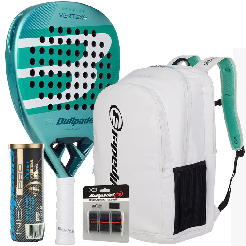 Coffret Bullpadel Vertex 04 W Raquette + Sac + Balles + Surgrips