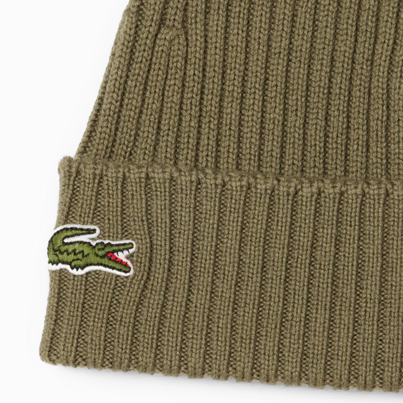 Bonnet Lacoste unisexe en laine coloris kaki