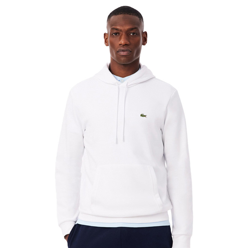 Sweat à capuche Lacoste en molleton, coloris blanc