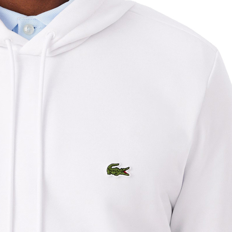 Sweat à capuche Lacoste en molleton, coloris blanc