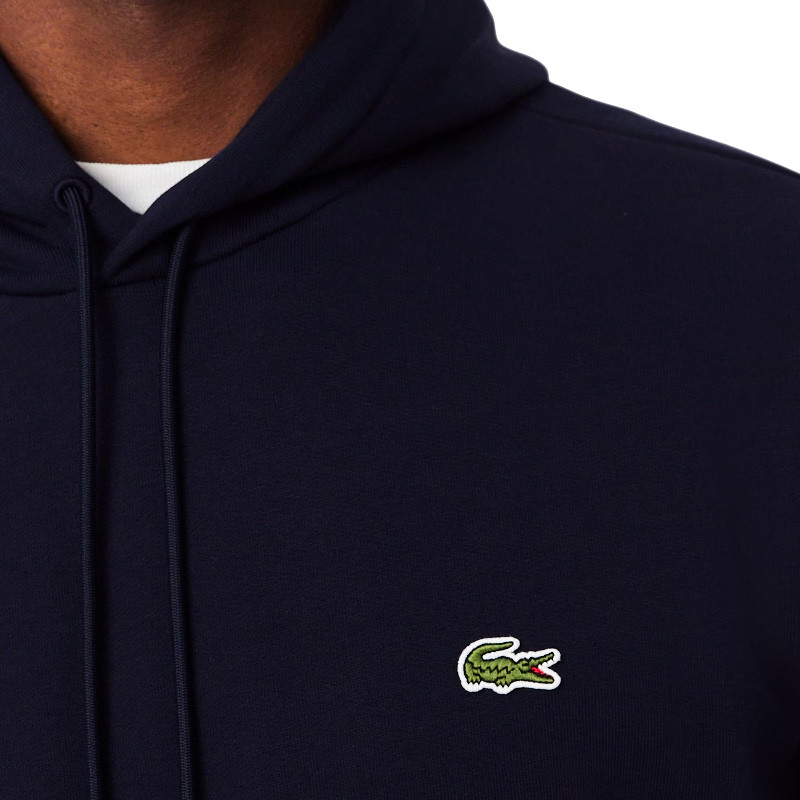 Sweat à capuche Lacoste en molleton, coloris bleu marine