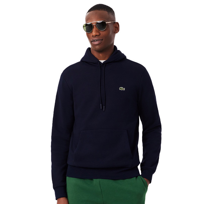 Sweat à capuche Lacoste en molleton, coloris bleu marine