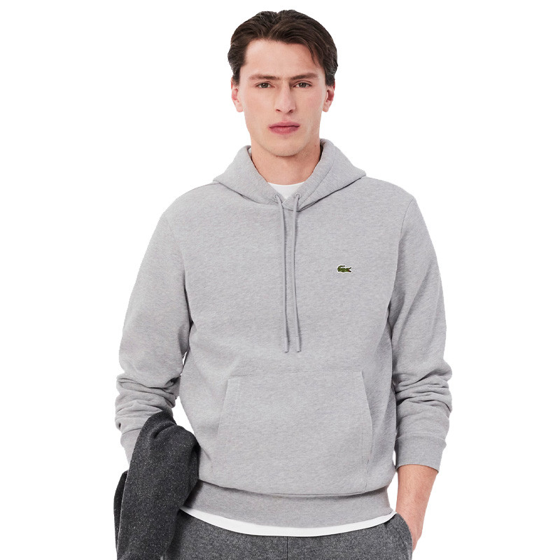 Sweat à capuche Lacoste en molleton, coloris gris