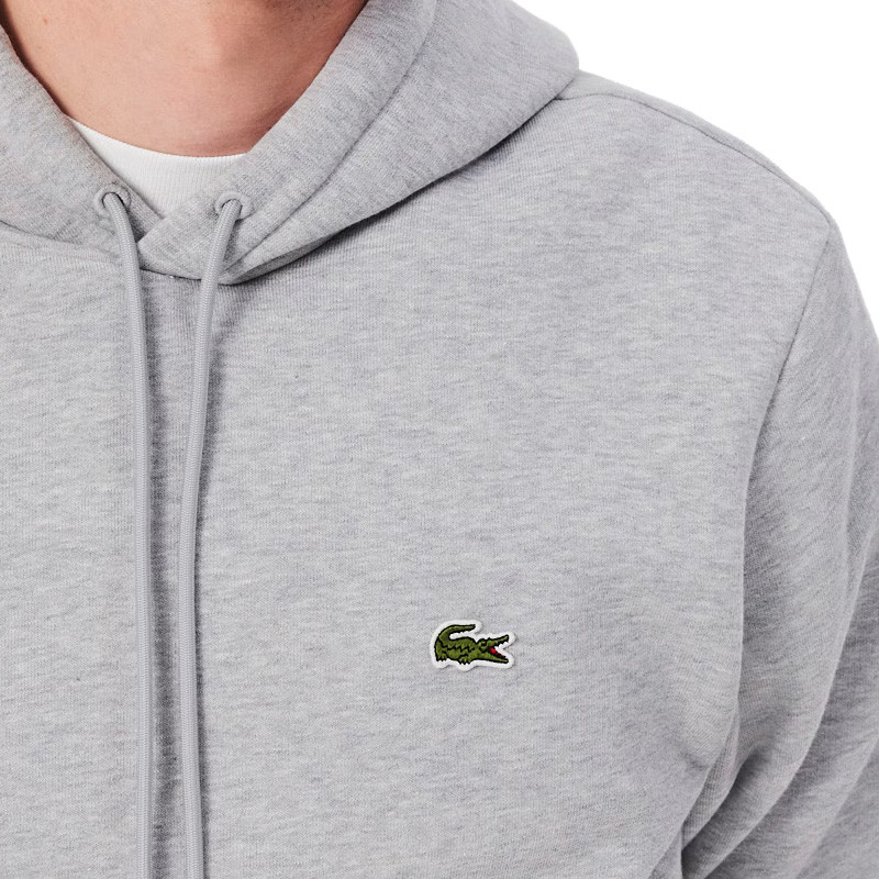 Sweat à capuche Lacoste en molleton, coloris gris