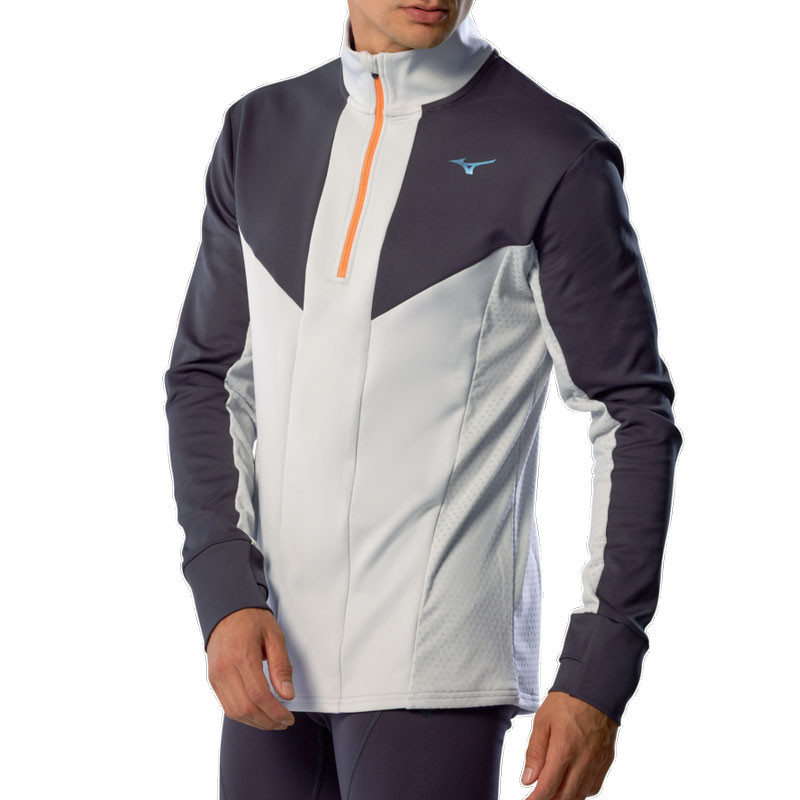Tee-shirt manches longues Mizuno Active Half Zip gris