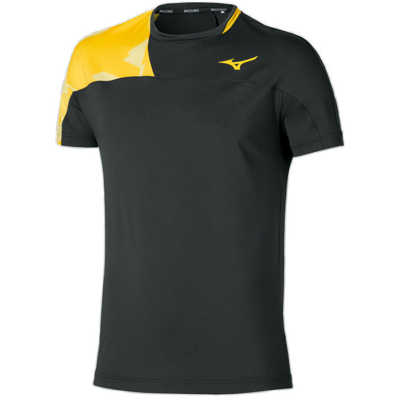 Tee-shirt de tennis Mizuno Shadow Graphic noir et jaune