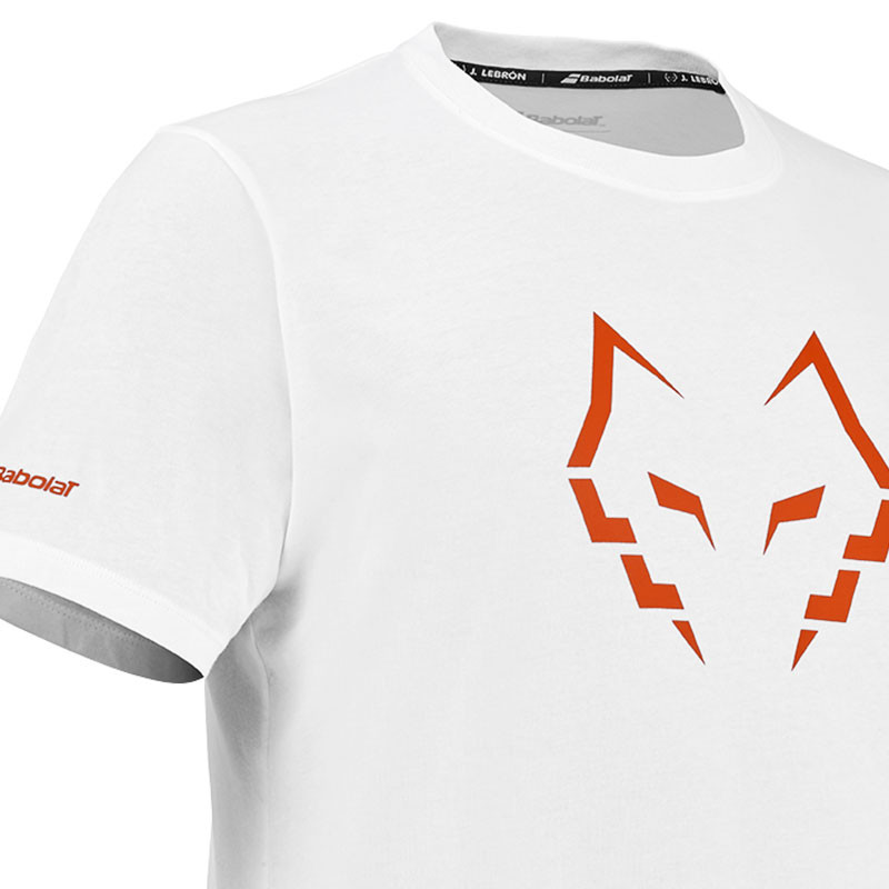 Tee-shirt de padel Babolat Juan Lebron Coton blanc-orange