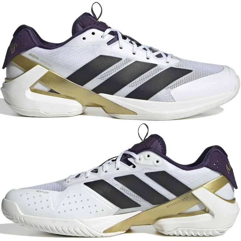 Adidas Adizero Ubersonic 5 blanc et bordeaux toutes surfaces
