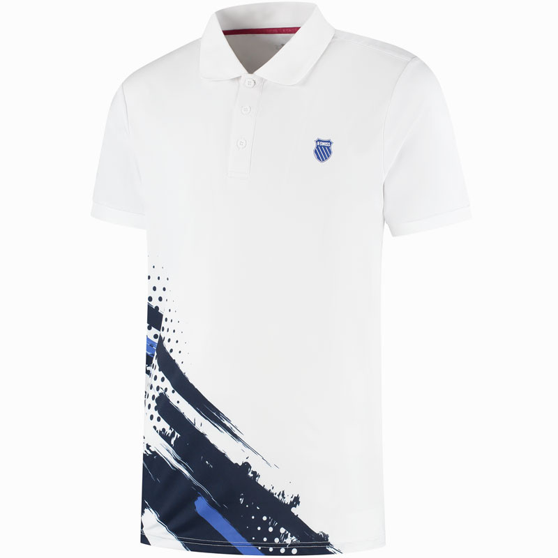 Polo de tennis K-Swiss Hypercourt Print Stripe blanc
