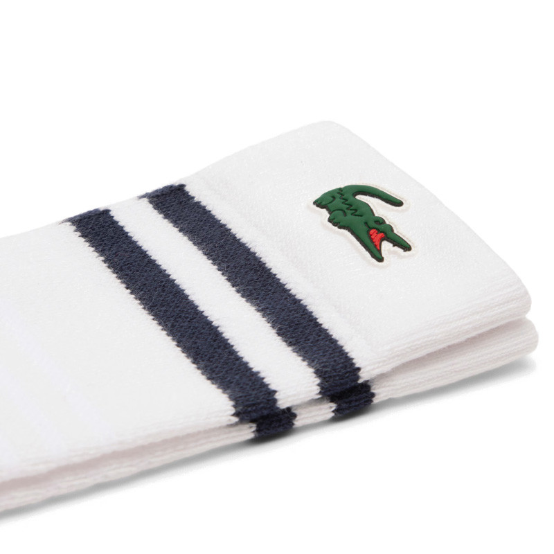Chaussettes de tennis Lacoste Sport blanches rayées