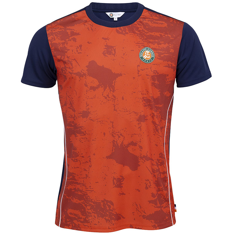 Tee-shirt Roland Garros Performance ocre et bleu marine