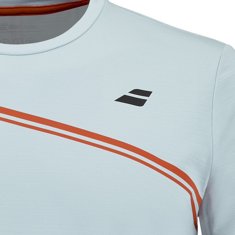 T-shirt Babolat Play Crew Neck Junior bleu clair et orange