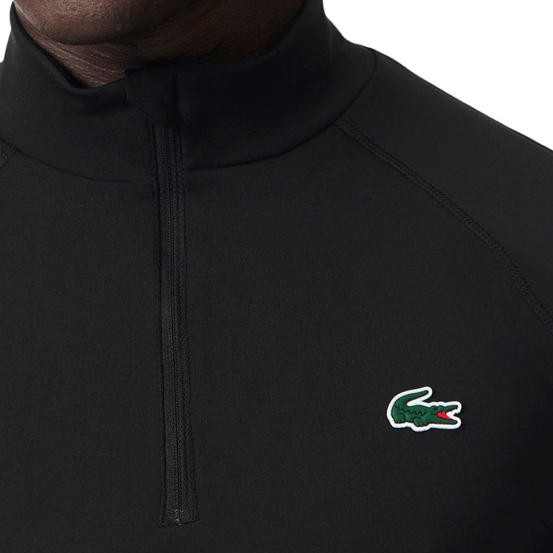 Sweat 1/2 zip Mid-Layer Lacoste Ultra Dry noir, léger et performant