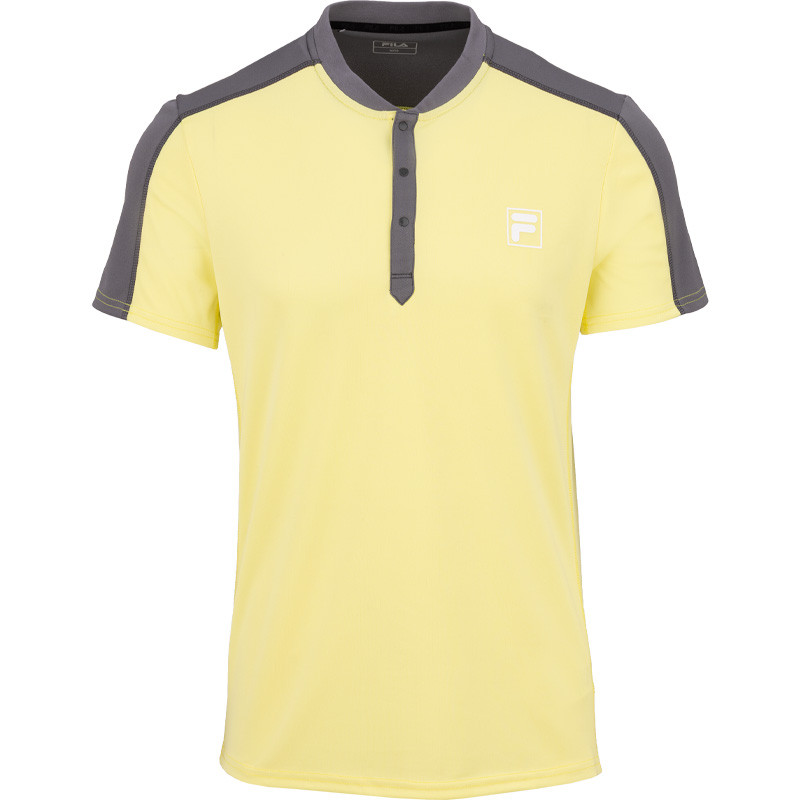 Polo Henley Fila Taavi col mao, coloris jaune et gris