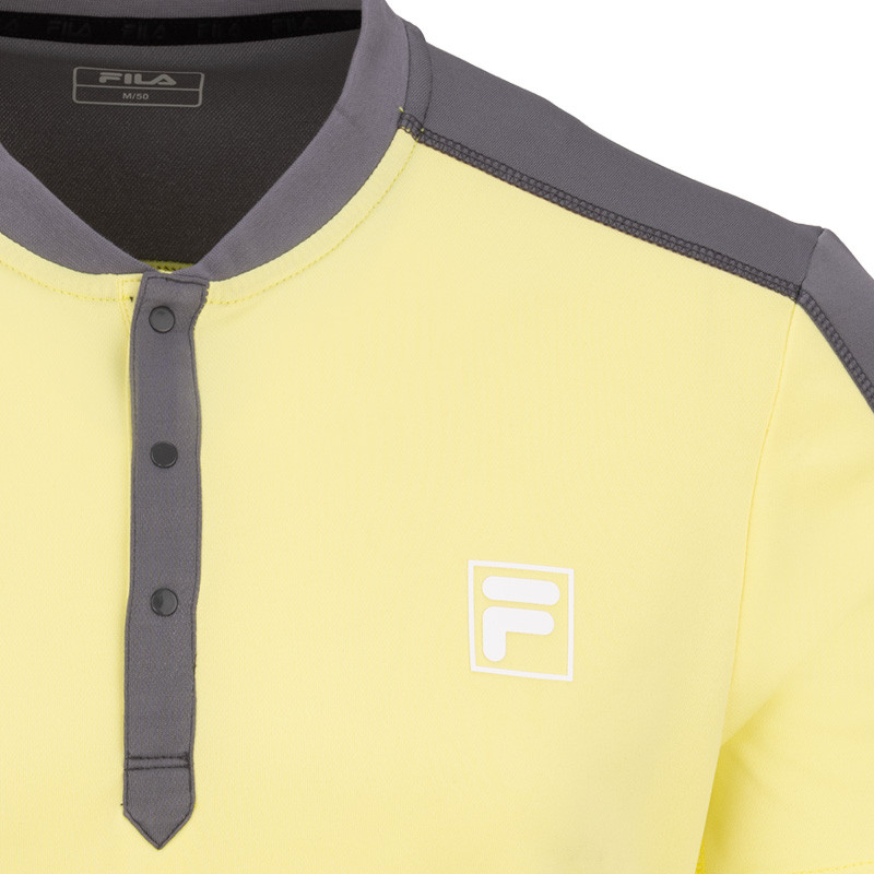 Polo Henley Fila Taavi col mao, coloris jaune et gris