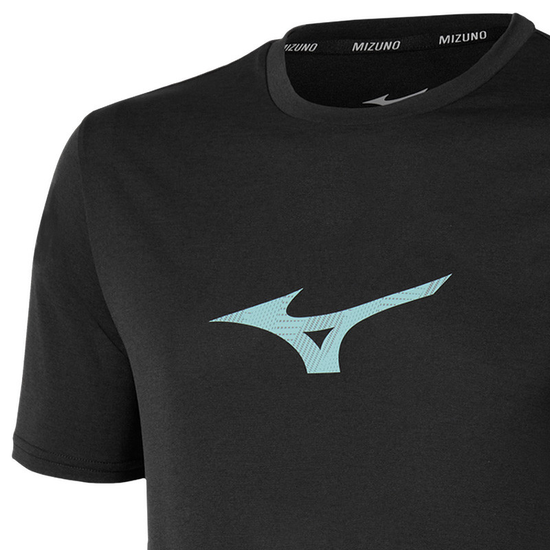T-Shirt Homme Mizuno Core Runbird, coloris noir et bleu
