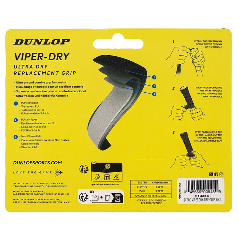 Grip de remplacement Dunlop Viper Dry blanc ou noir