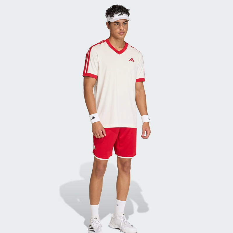 T-shirt de Tennis Adidas Heritage Legend Classics beige et rouge