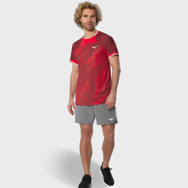 Tee-shirt de Tennis Homme Mizuno Graphic Short Sleeve rouge