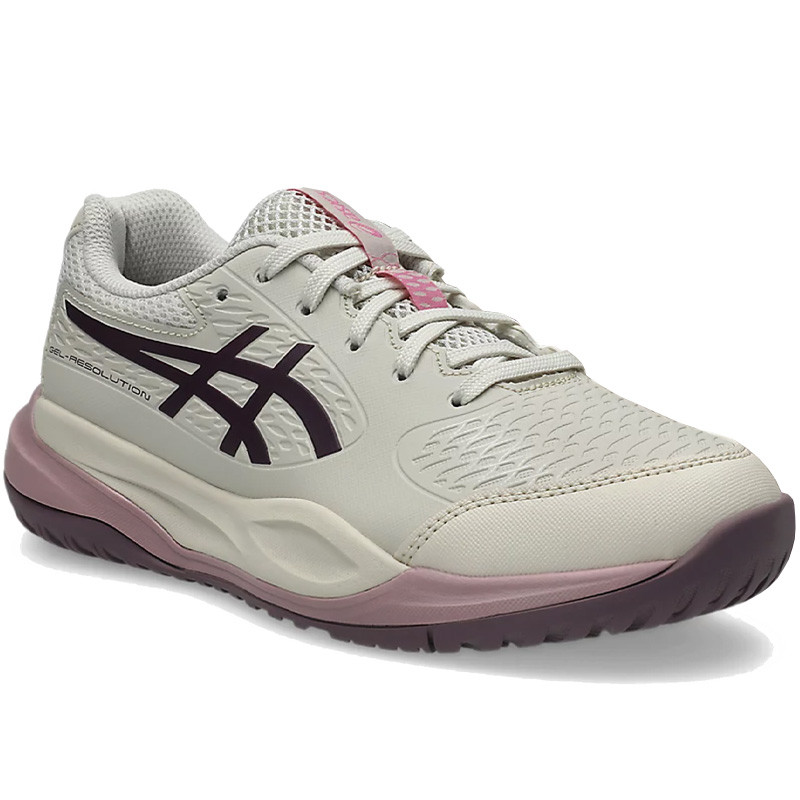 Chaussures de Tennis Enfant Asics GEL-Resolution 9 GS beige et rose