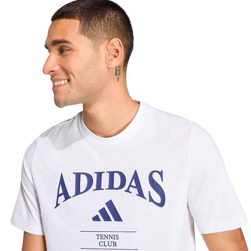 Tee-shirt de tennis Adidas Heritage Tennis Club Climacool blanc et bleu