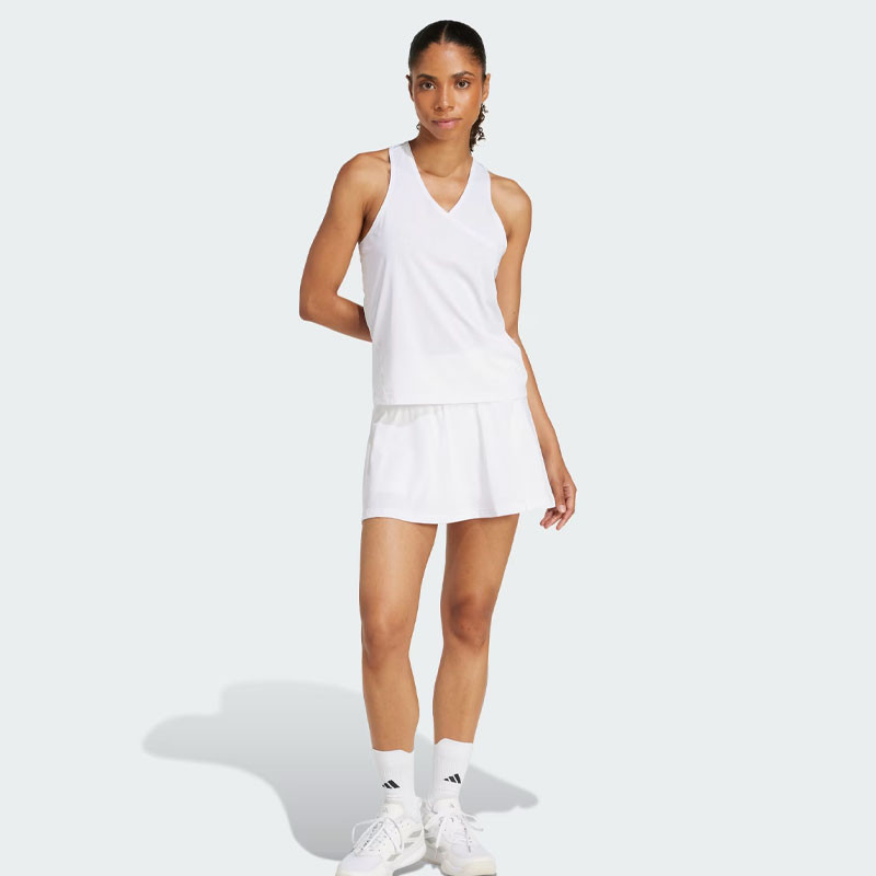 Jupe de tennis femme Adidas Club Climacool blanche, avec shorty intégré
