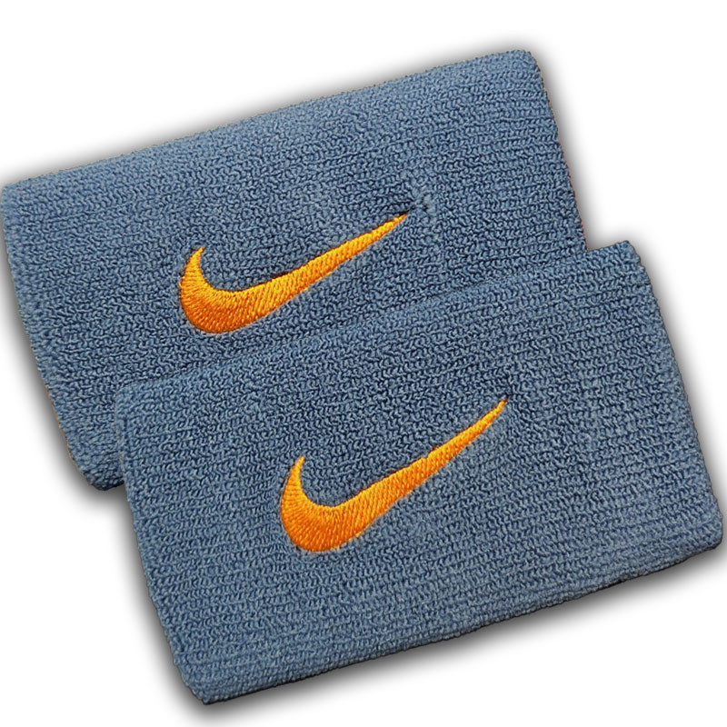 Poignets Éponges Nike Tennis gris-orange, Taille double (Lot de 2)