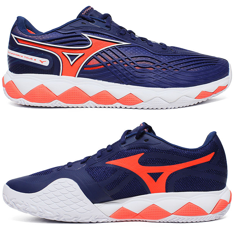 Mizuno Wave Enforce Tour 2 Clay bleu marine-rouge