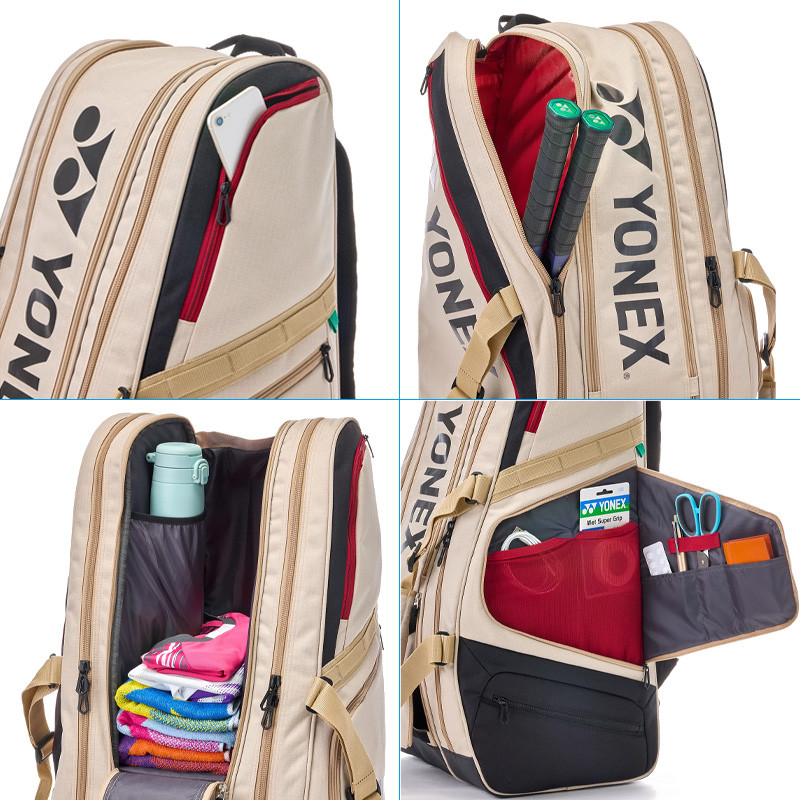 Yonex GearLogic Racquet Bag – Sac de tennis 9 raquettes Beige-Noir