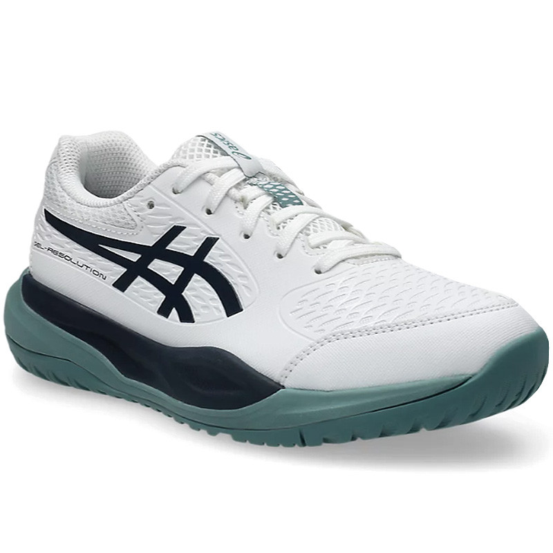 Chaussures de Tennis Enfant Asics Gel-Resolution 9 GS blanc-vert