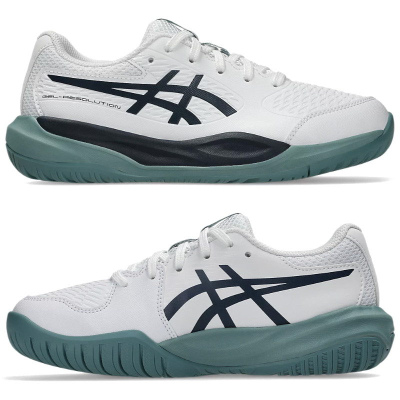 Chaussures de Tennis Enfant Asics Gel-Resolution 9 GS blanc-vert
