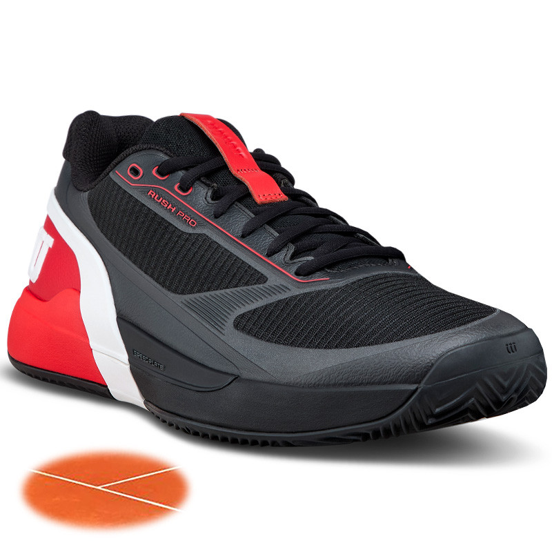 Wilson Rush Pro 5 Clay - Chaussure tennis homme terre battue noir-rouge