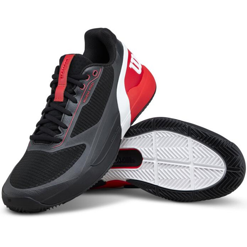 Wilson Rush Pro 5 Clay - Chaussure tennis homme terre battue noir-rouge