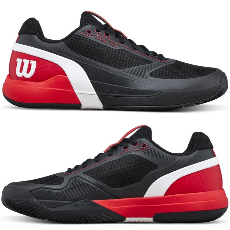 Wilson Rush Pro 5 Clay - Chaussure tennis homme terre battue noir-rouge