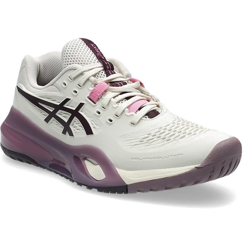 Asics GEL-Resolution X All Court, Chaussure tennis femme beige et bordeaux
