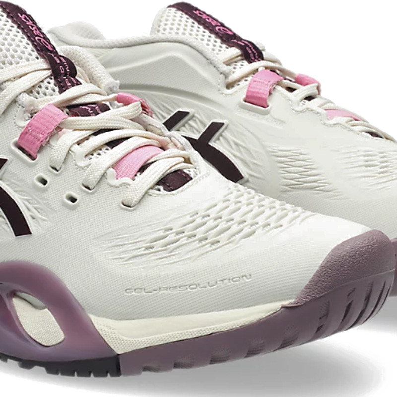 Asics GEL-Resolution X All Court, Chaussure tennis femme beige et bordeaux