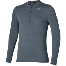 Tee-shirt de sport manches longues homme Mizuno Core Impulse Half Zip gris chiné