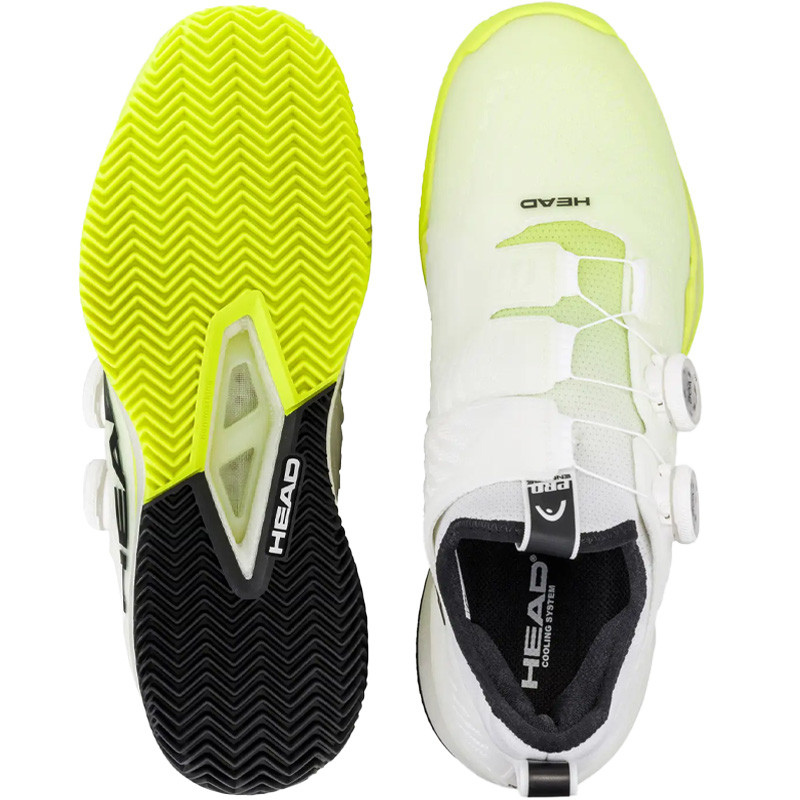 Head Endure Pro BOA Clay - Chaussure tennis homme Terre Battue Blanc Jaune Fluo