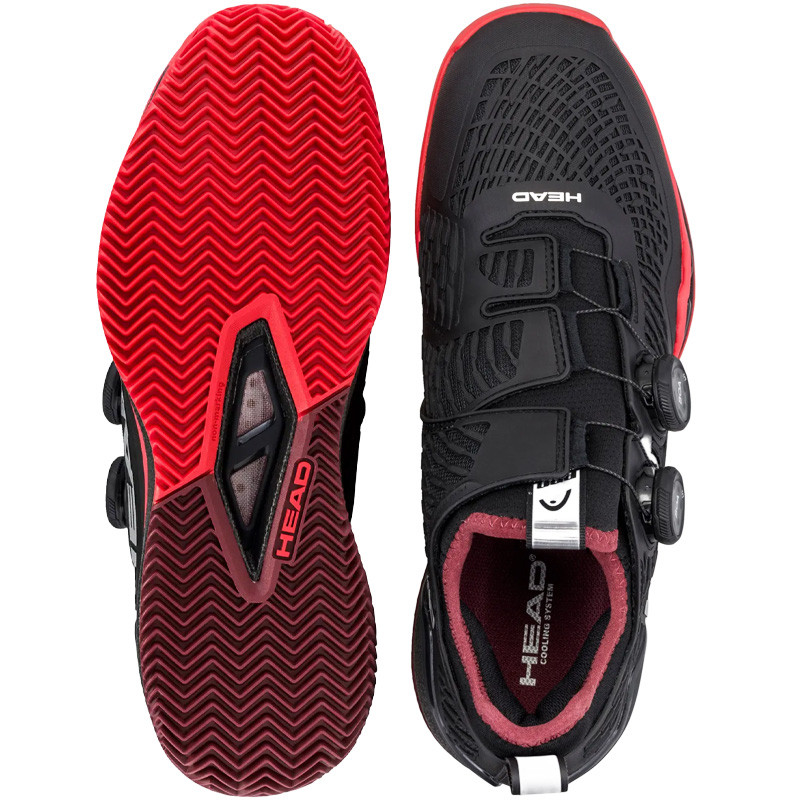 Head Endure Pro BOA Clay - Chaussure tennis homme Terre Battue noir-rouge
