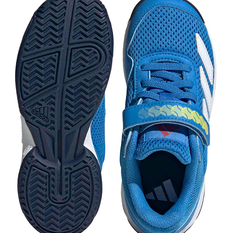 Adidas Courtflash Kids - Chaussure tennis enfant à scratch Bleu Blanc