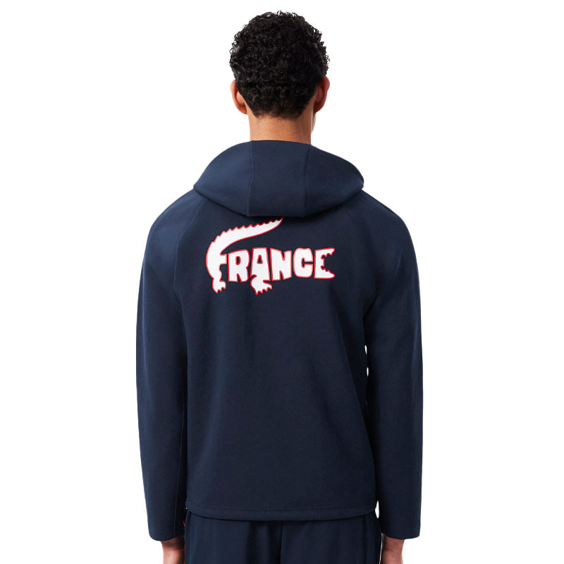Sweat zippé à capuche Lacoste Équipe de France Tennis, Coloris marine