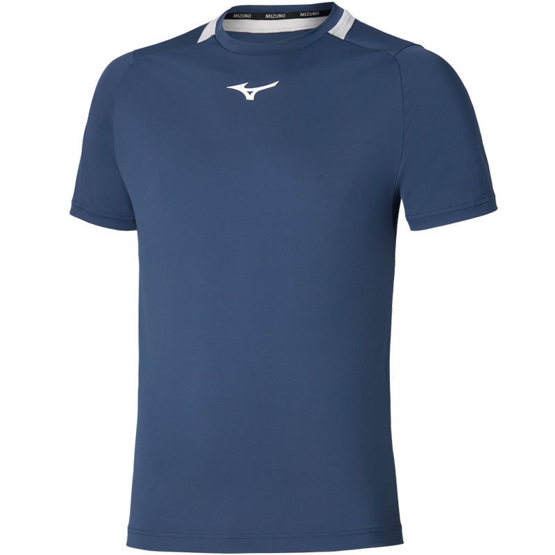 Tee-shirt de tennis homme Mizuno Dynamotion Fit bleu marine et blanc