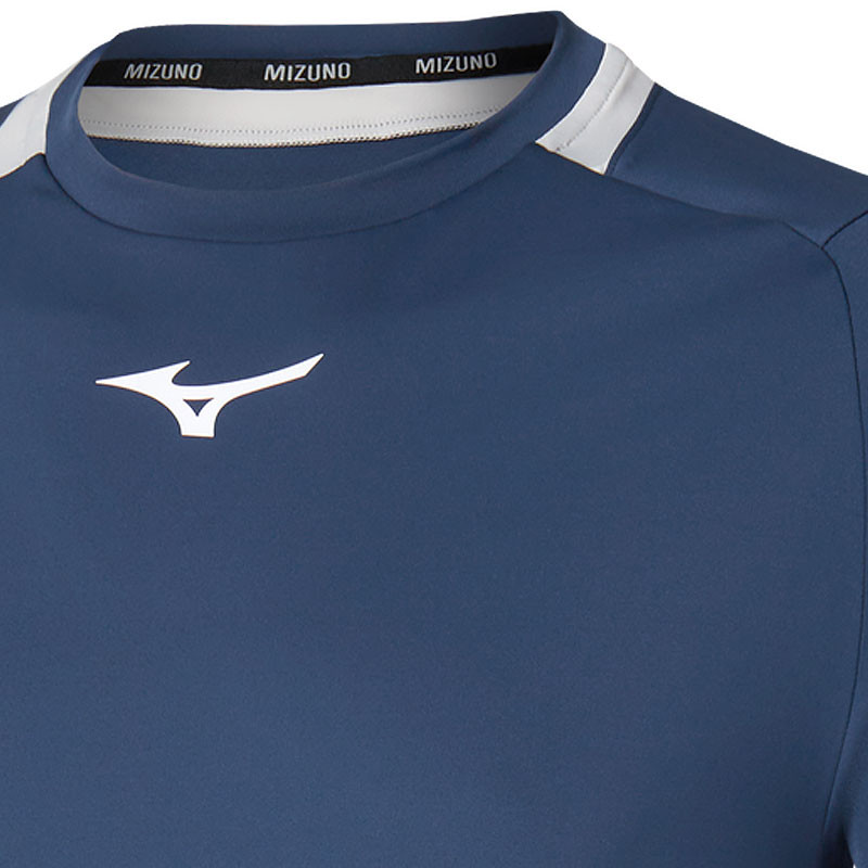 Tee-shirt de tennis homme Mizuno Dynamotion Fit bleu marine et blanc