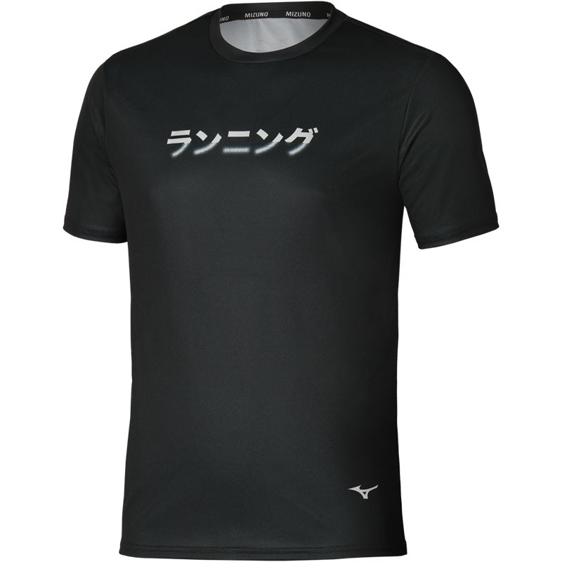 Tee-shirt de sport homme Mizuno Graphic Running Origami noir