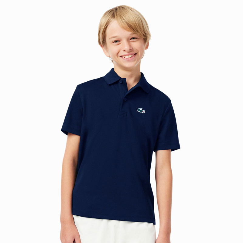 Polo de tennis enfant Lacoste Sport Ultra Dry piqué bleu marine